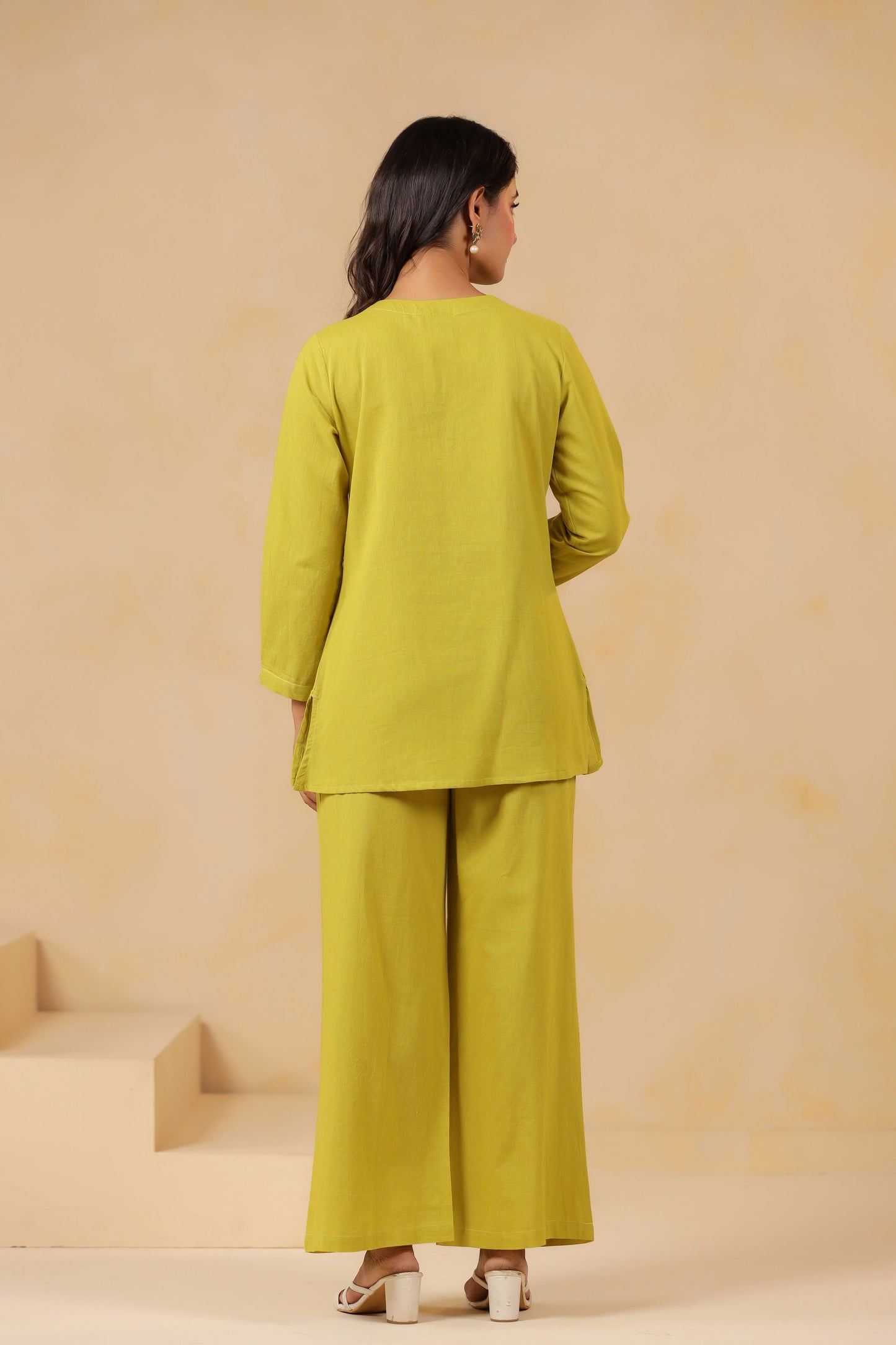 Yellow Green Embroidery Co-ord Set