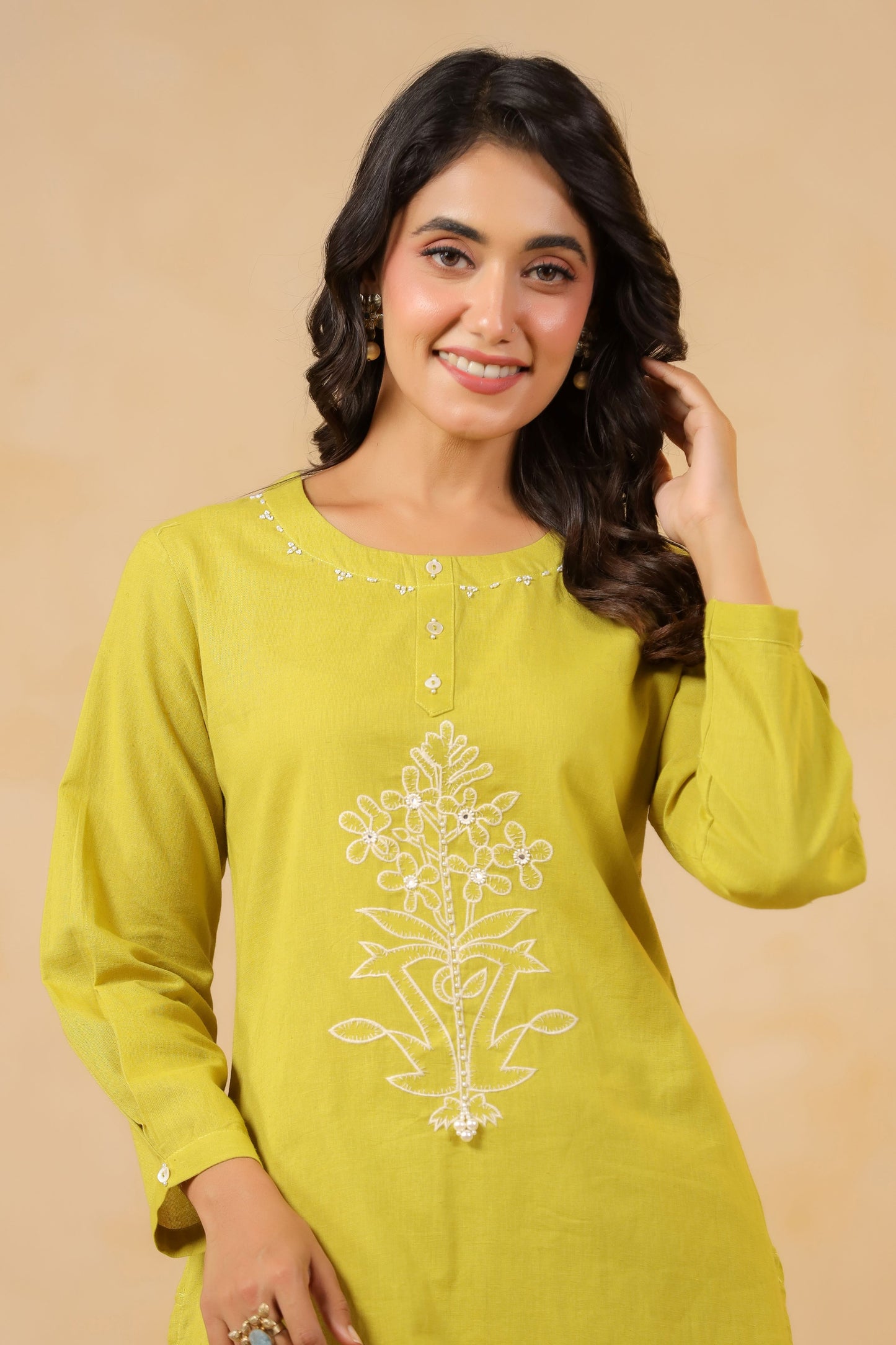 Yellow Green Embroidery Co-ord Set