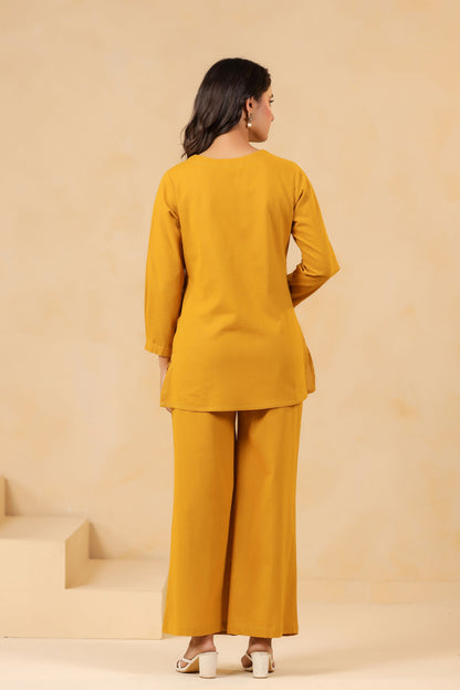 Mustard Embroidery Co-ord Set