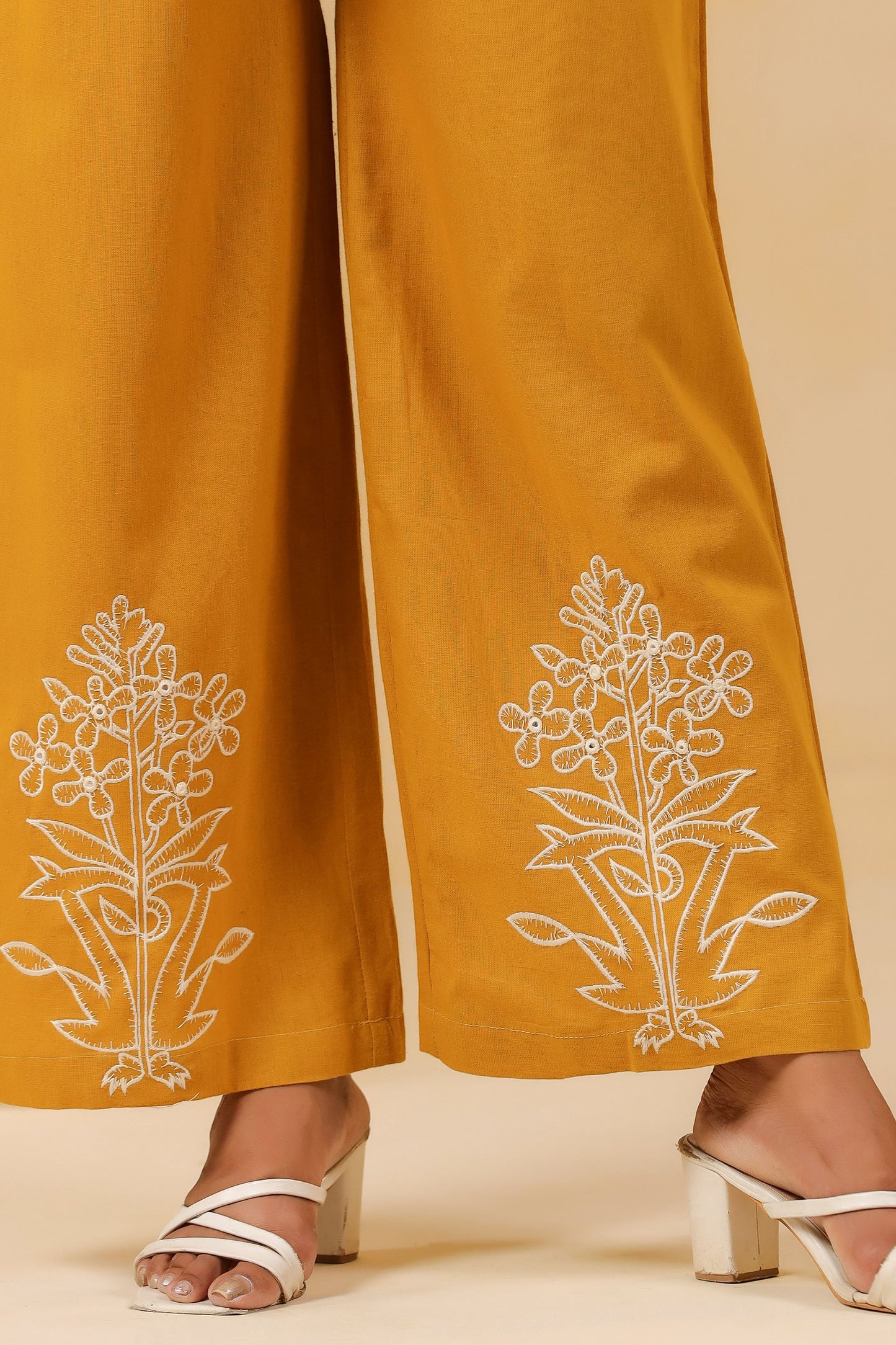 Mustard Embroidery Co-ord Set
