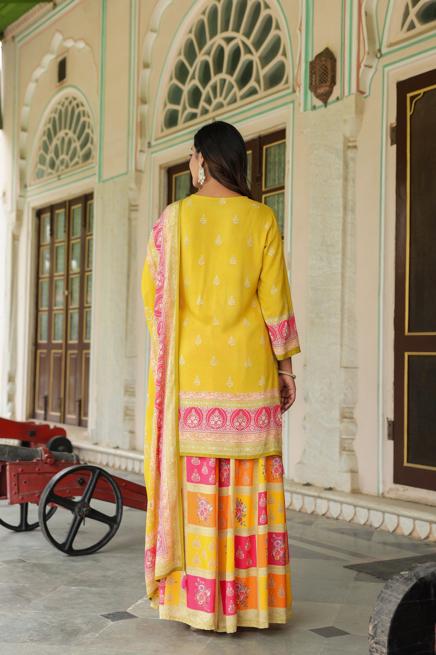 Lime Green A-Line Sharara Suit Set