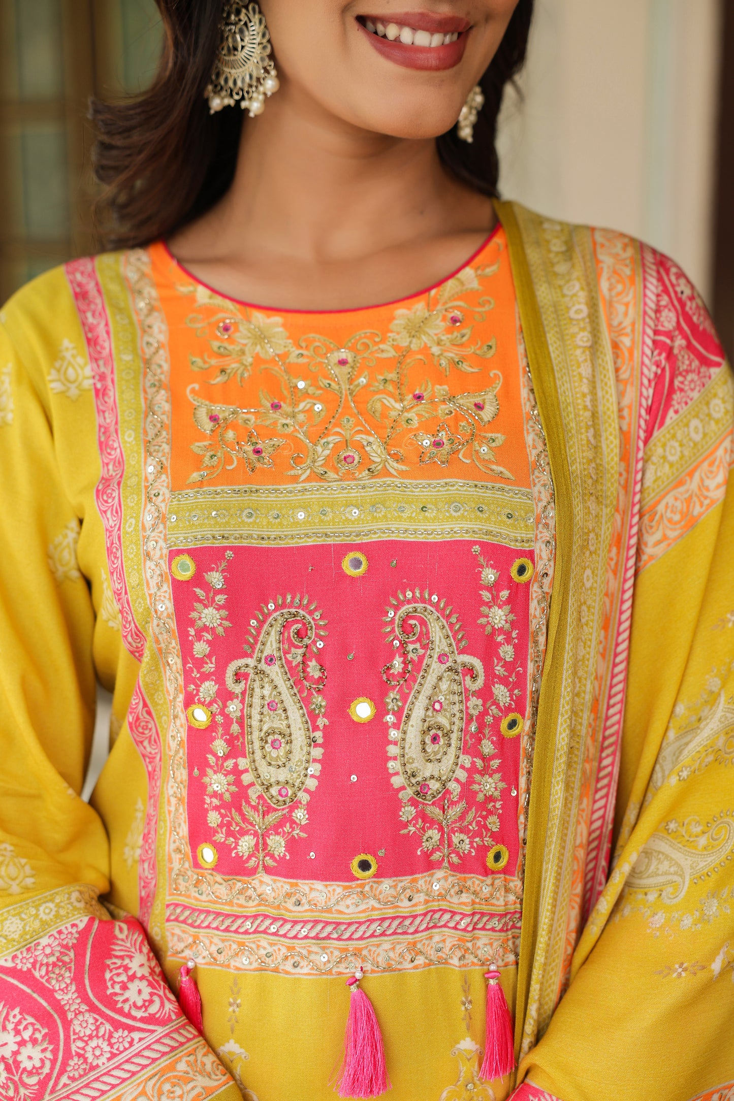 Lime Green A-Line Sharara Suit Set