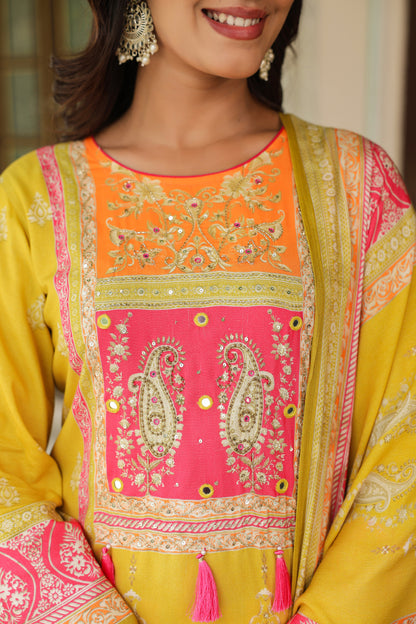 Lime Green A-Line Sharara Suit Set
