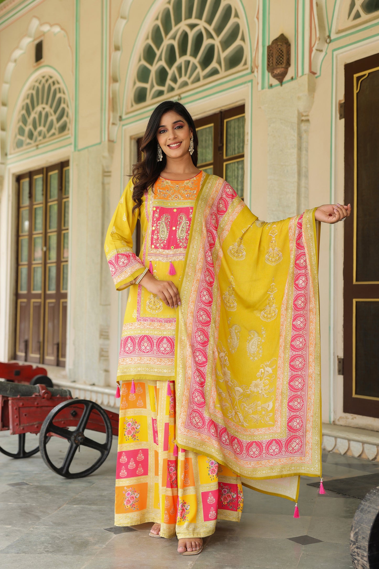 Lime Green A-Line Sharara Suit Set