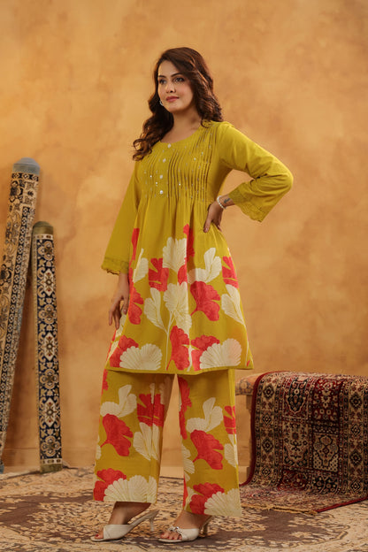 Pin-Thrust Handwork Printed Co-ord Sets