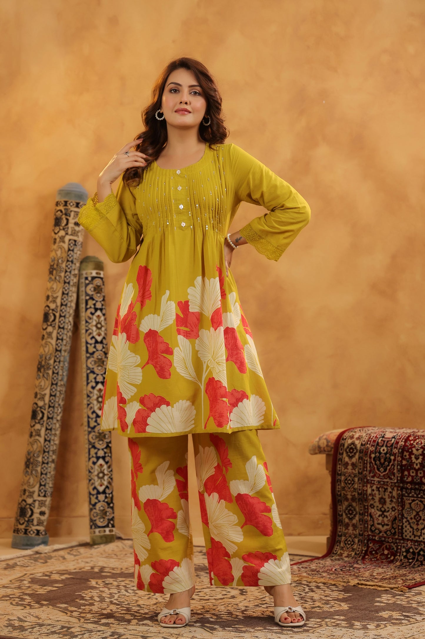 Pin-Thrust Handwork Printed Co-ord Sets