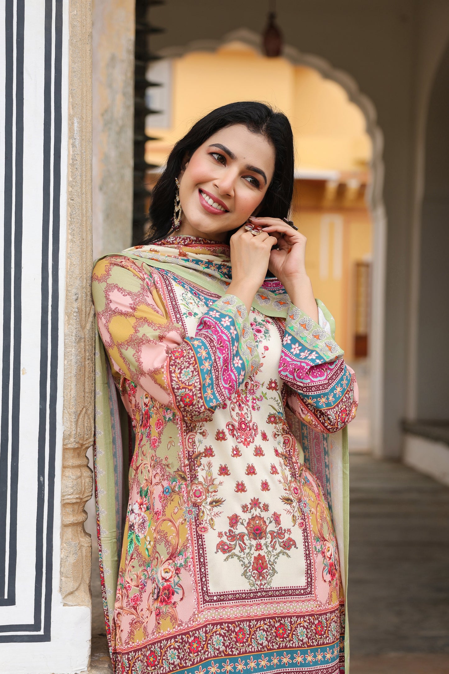 Multi Color A-Line Sharara Suit Set
