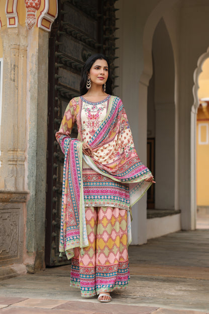 Multi Color A-Line Sharara Suit Set
