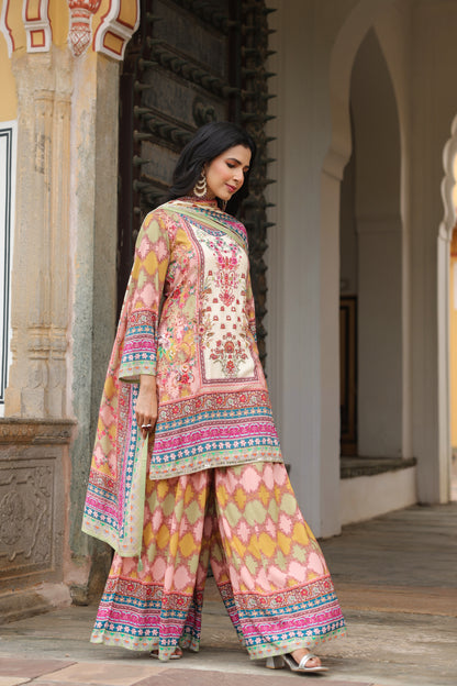 Multi Color A-Line Sharara Suit Set