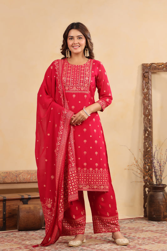 Rani Georgette Handwork 3-Pcs Suit Set