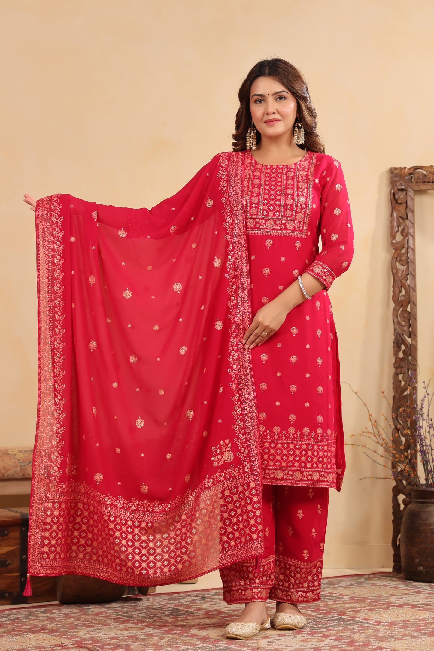 Rani Georgette Handwork 3-Pcs Suit Set