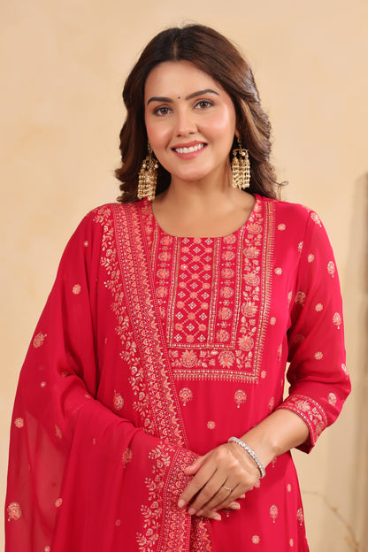 Rani Georgette Handwork 3-Pcs Suit Set