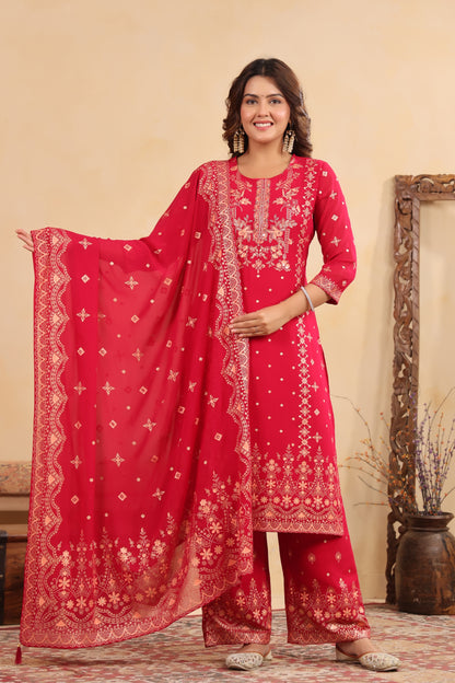 Rani Georgette Handwork 3-Pcs Suit Set