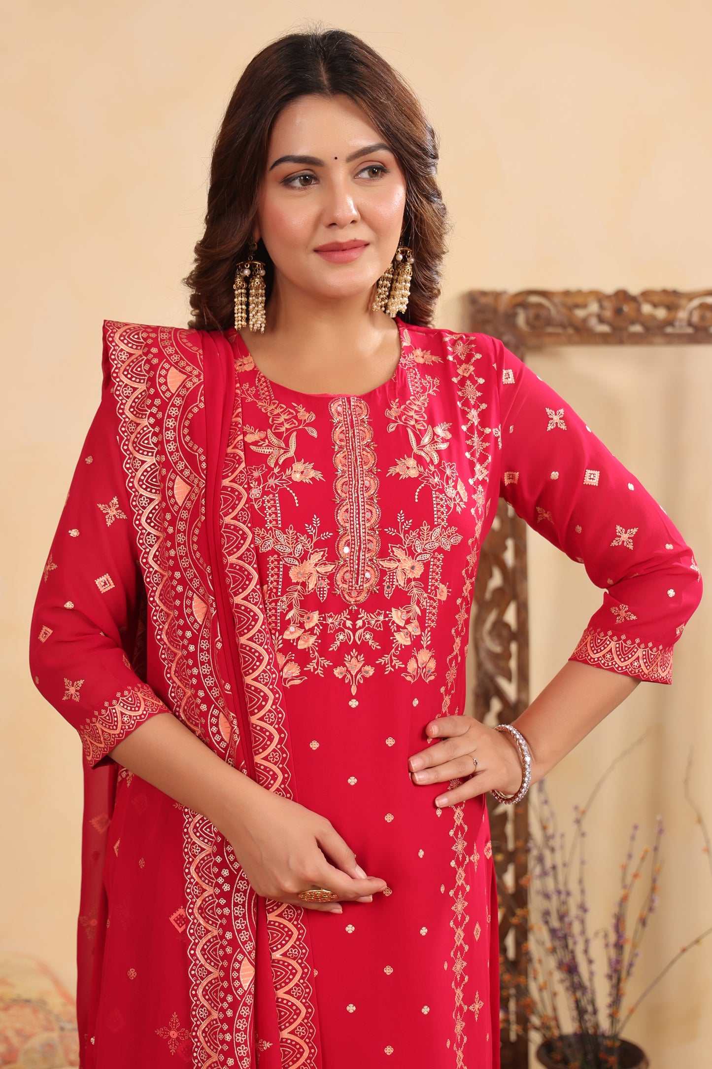Rani Georgette Handwork 3-Pcs Suit Set