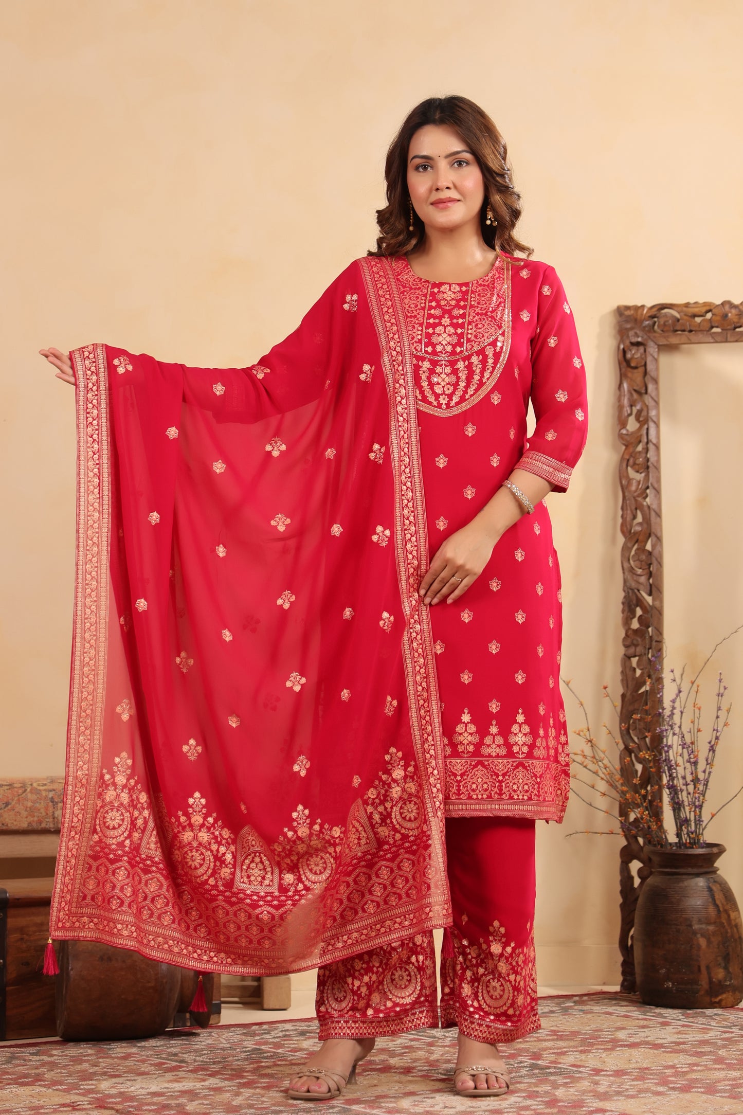 Rani Georgette Handwork 3-Pcs Suit Set