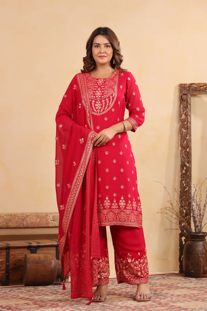 Rani Georgette Handwork 3-Pcs Suit Set
