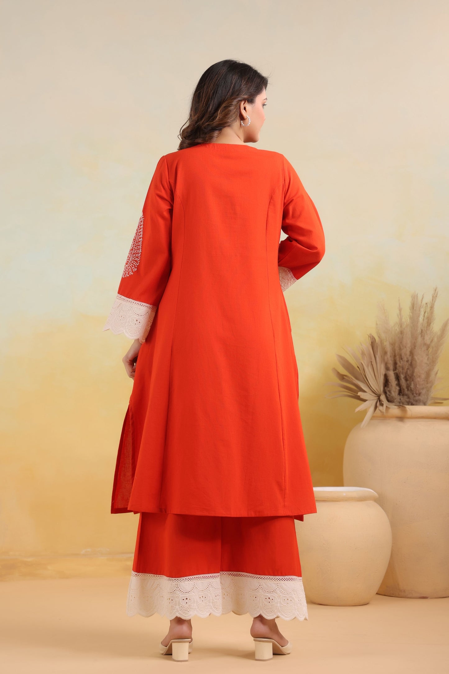 Rust Orange Embroidered Co-ord Set