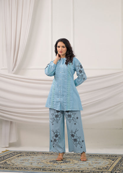 Arctic Blue Embroidery Co-ord-Set