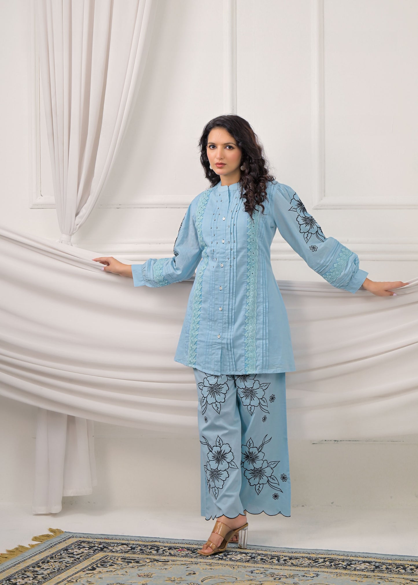 Arctic Blue Embroidery Co-ord-Set
