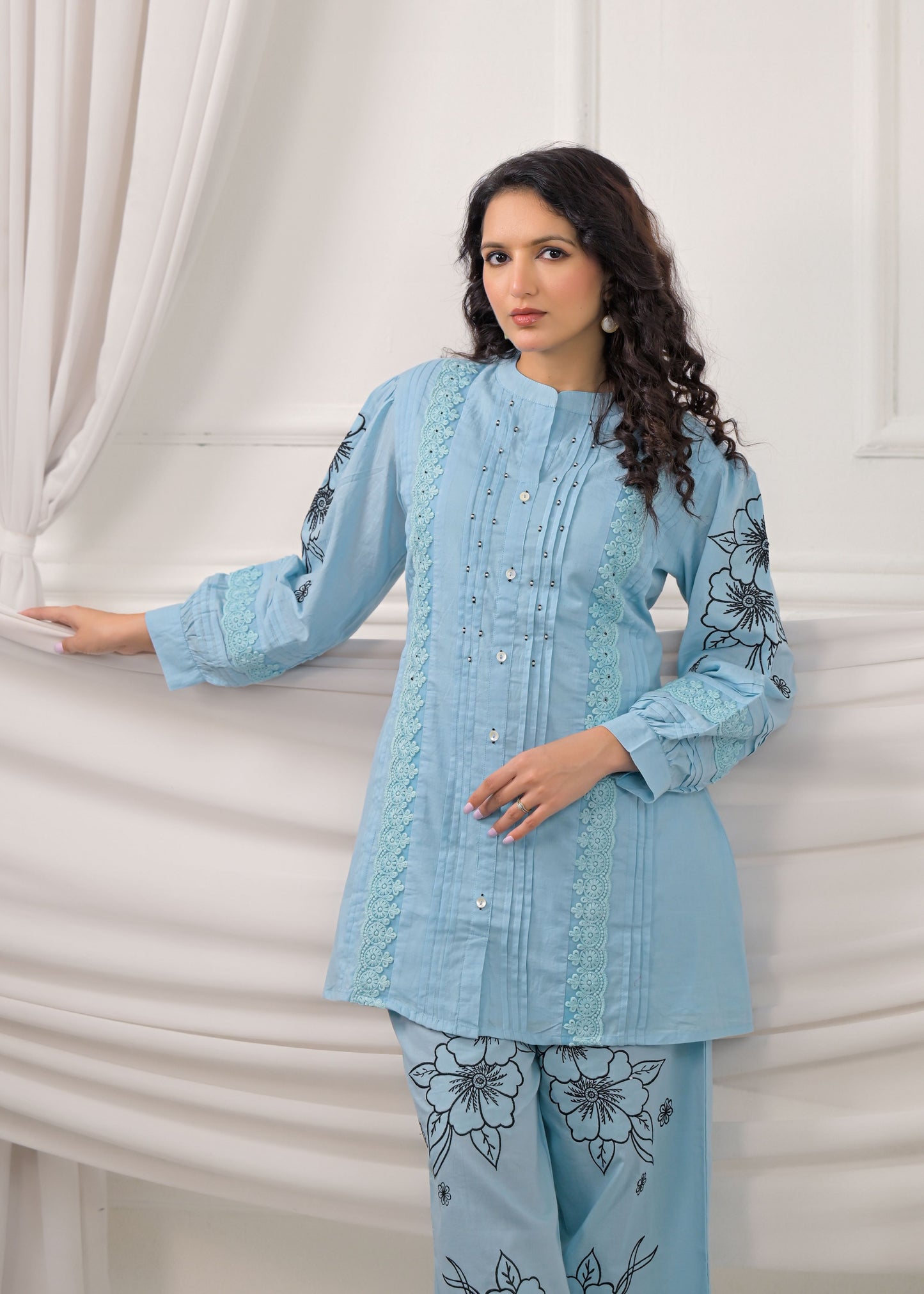 Arctic Blue Embroidery Co-ord-Set
