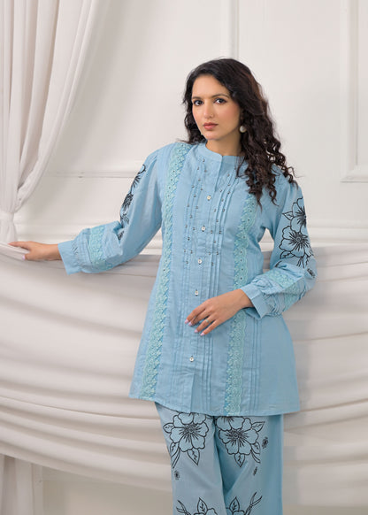 Arctic Blue Embroidery Co-ord-Set