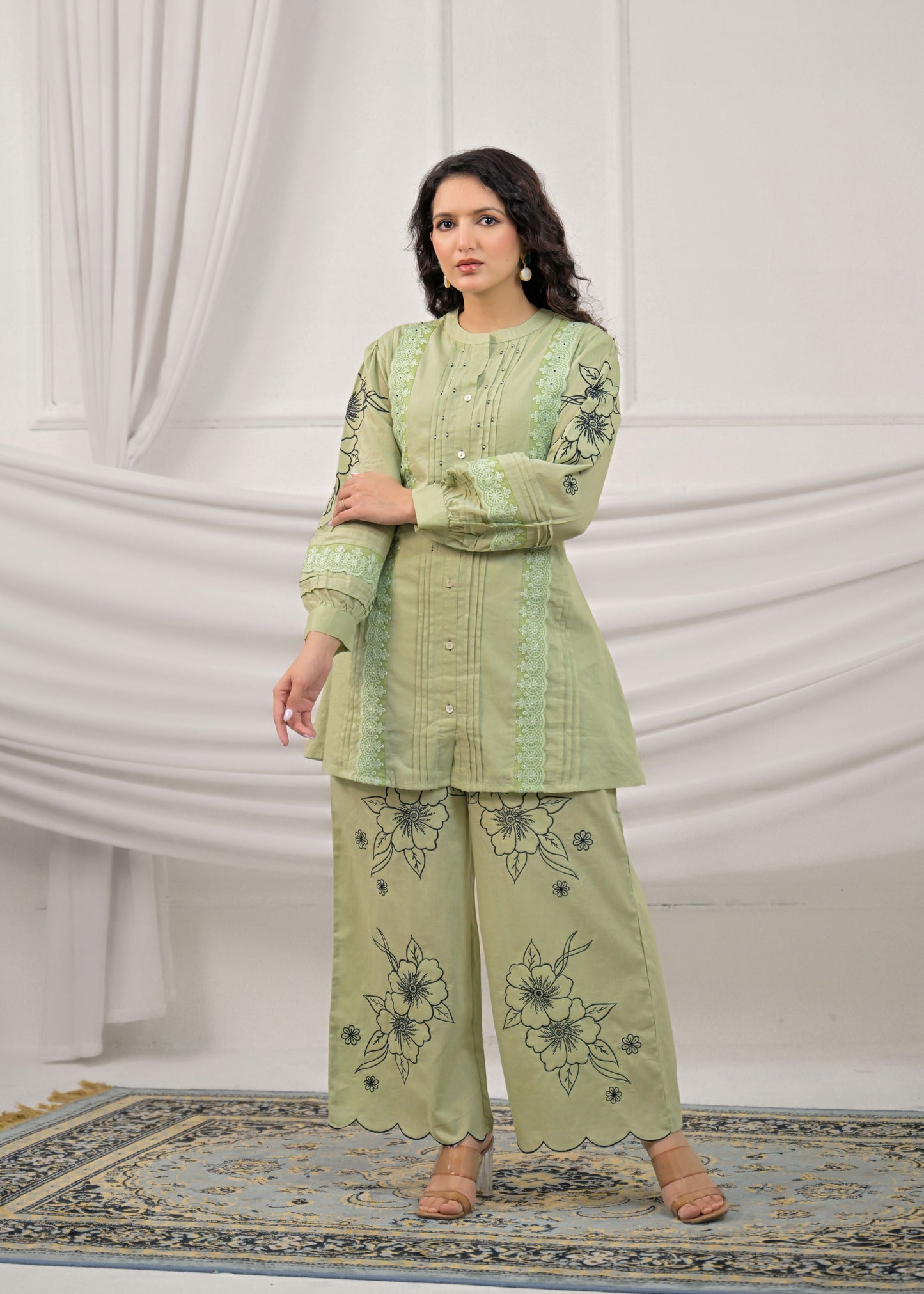 Mint Green Embroidery Co-ord-Set