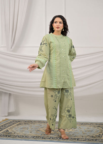 Mint Green Embroidery Co-ord-Set