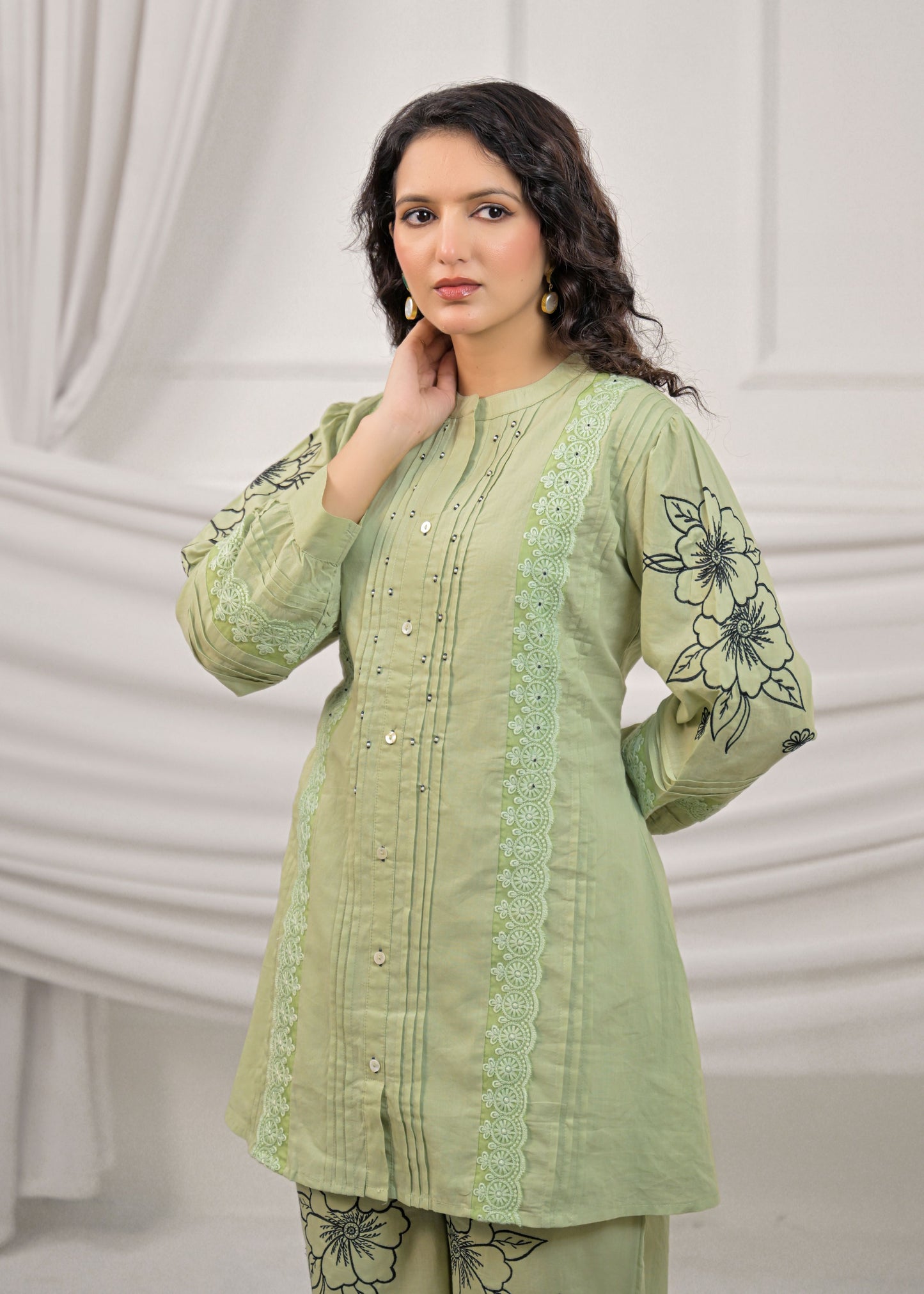 Mint Green Embroidery Co-ord-Set