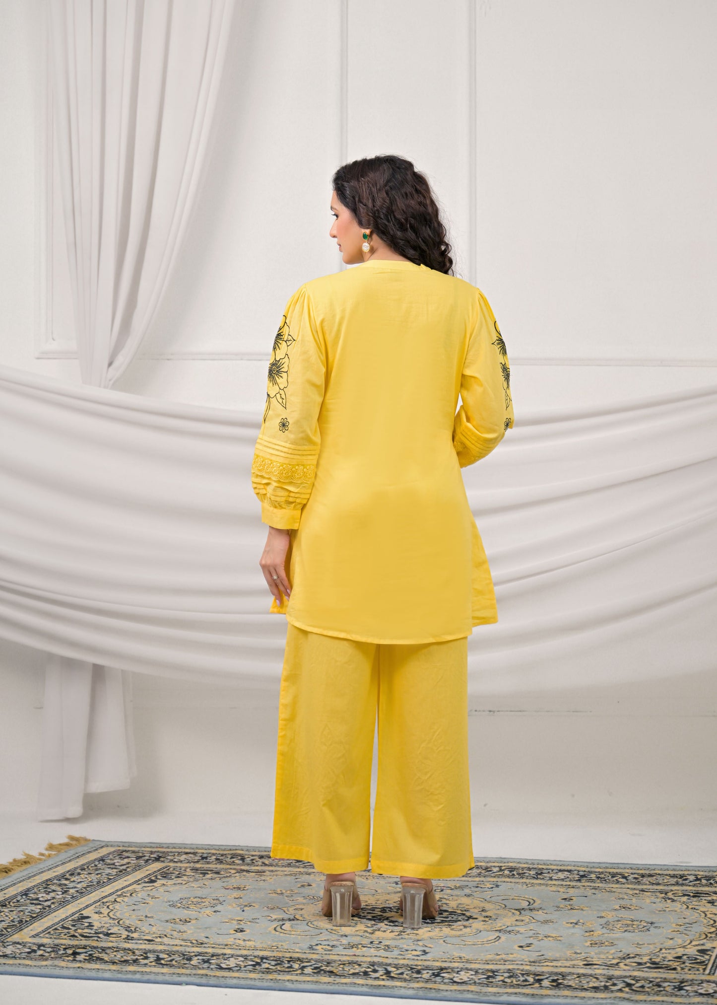 Lemon Yellow Embroidery Co-ord-Set