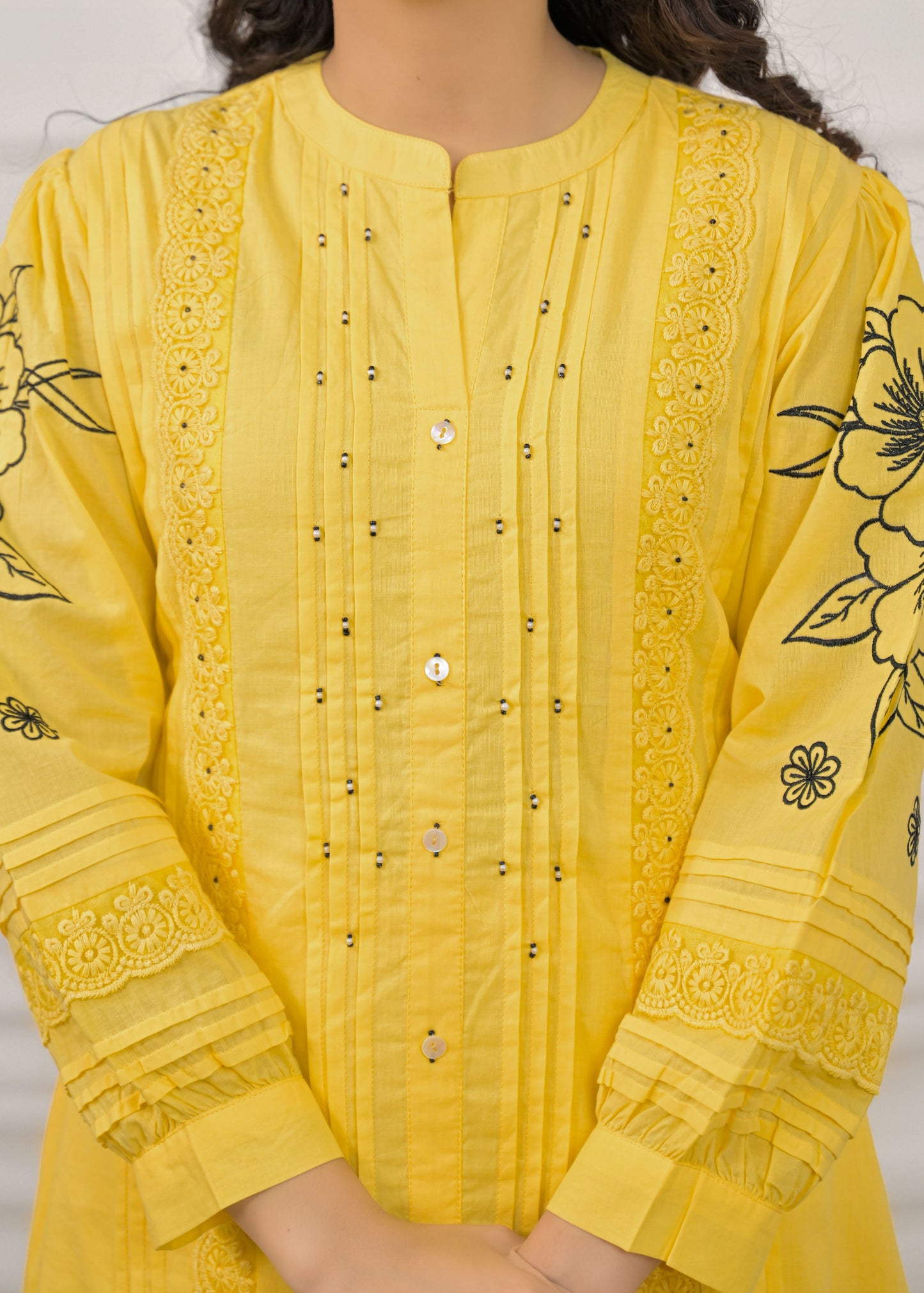 Lemon Yellow Embroidery Co-ord-Set