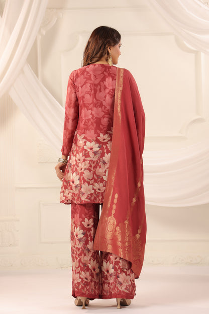 Imperial Red Handwork 3-Piece Suit Set